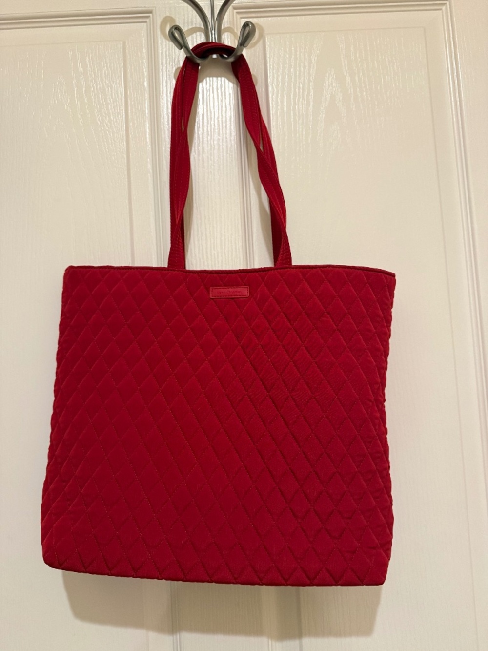 Vera Bradley Bright Red Quilted Tote Bag Large Travel Carryall Handbag